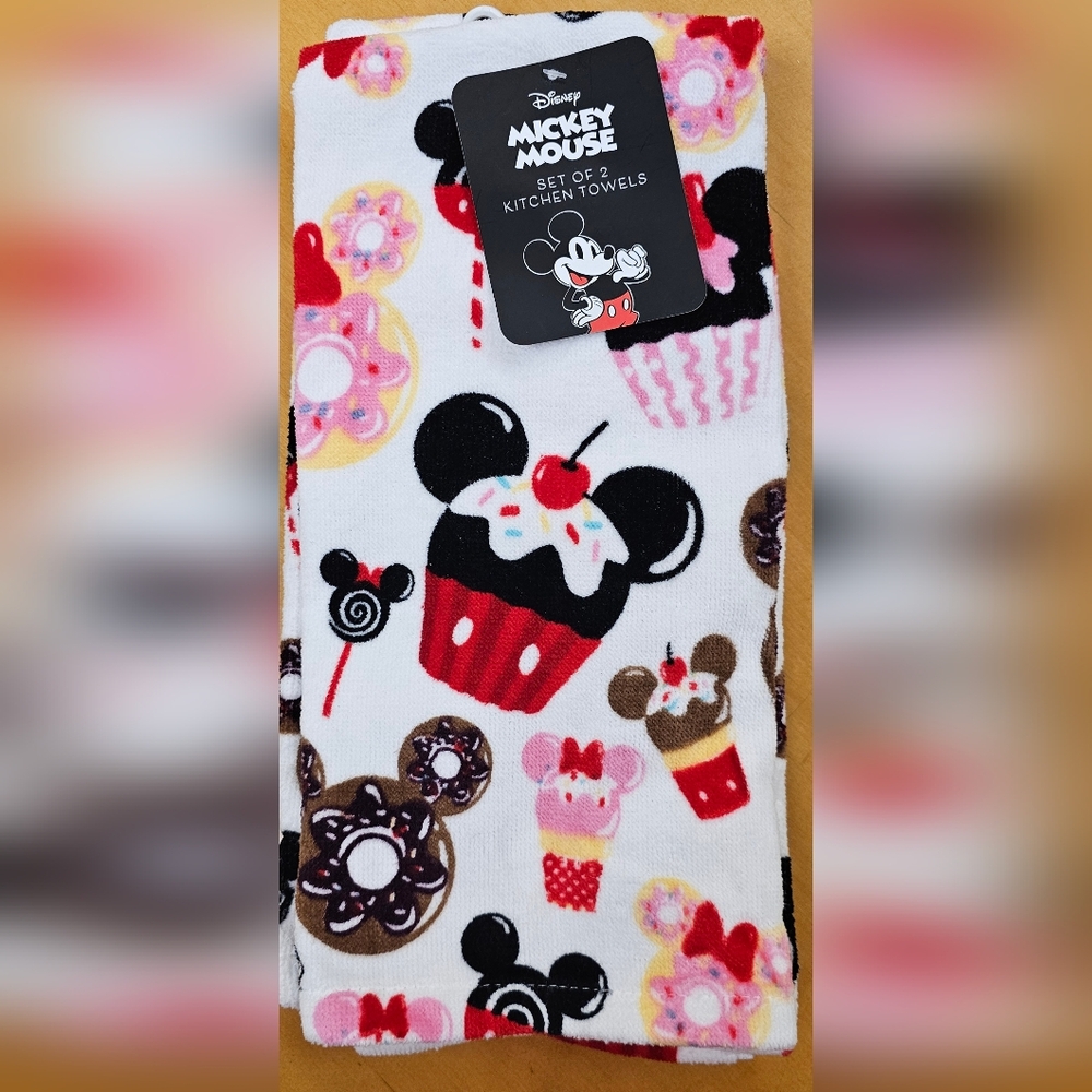 Disney Mickey Mouse Sweets Dish Towels Set Of 2 NWT